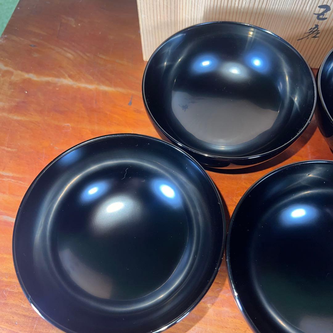 42未使用 高級輪島塗 わじま龍作 松沈金 吸物椀5客