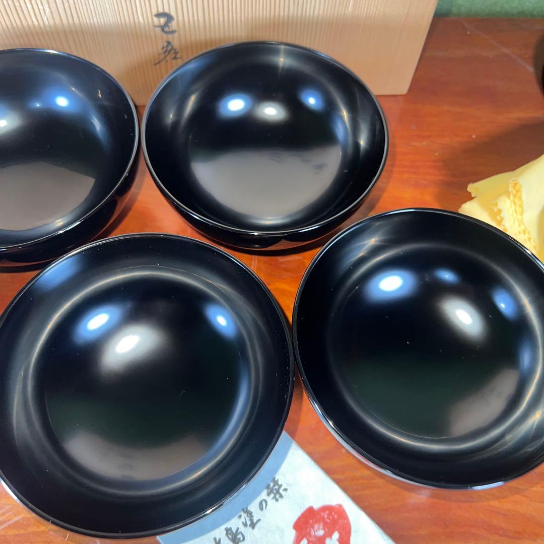 42未使用 高級輪島塗 わじま龍作 松沈金 吸物椀5客