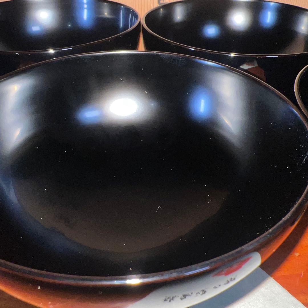 42未使用 高級輪島塗 わじま龍作 松沈金 吸物椀5客