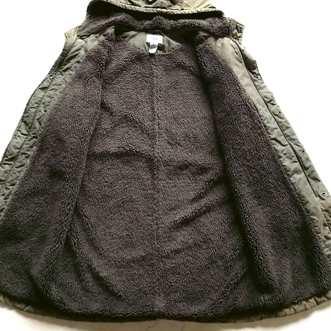 XL相当✨アルマーニ モッズコート ロング丈 裏地ボア 極暖 フード カーキ