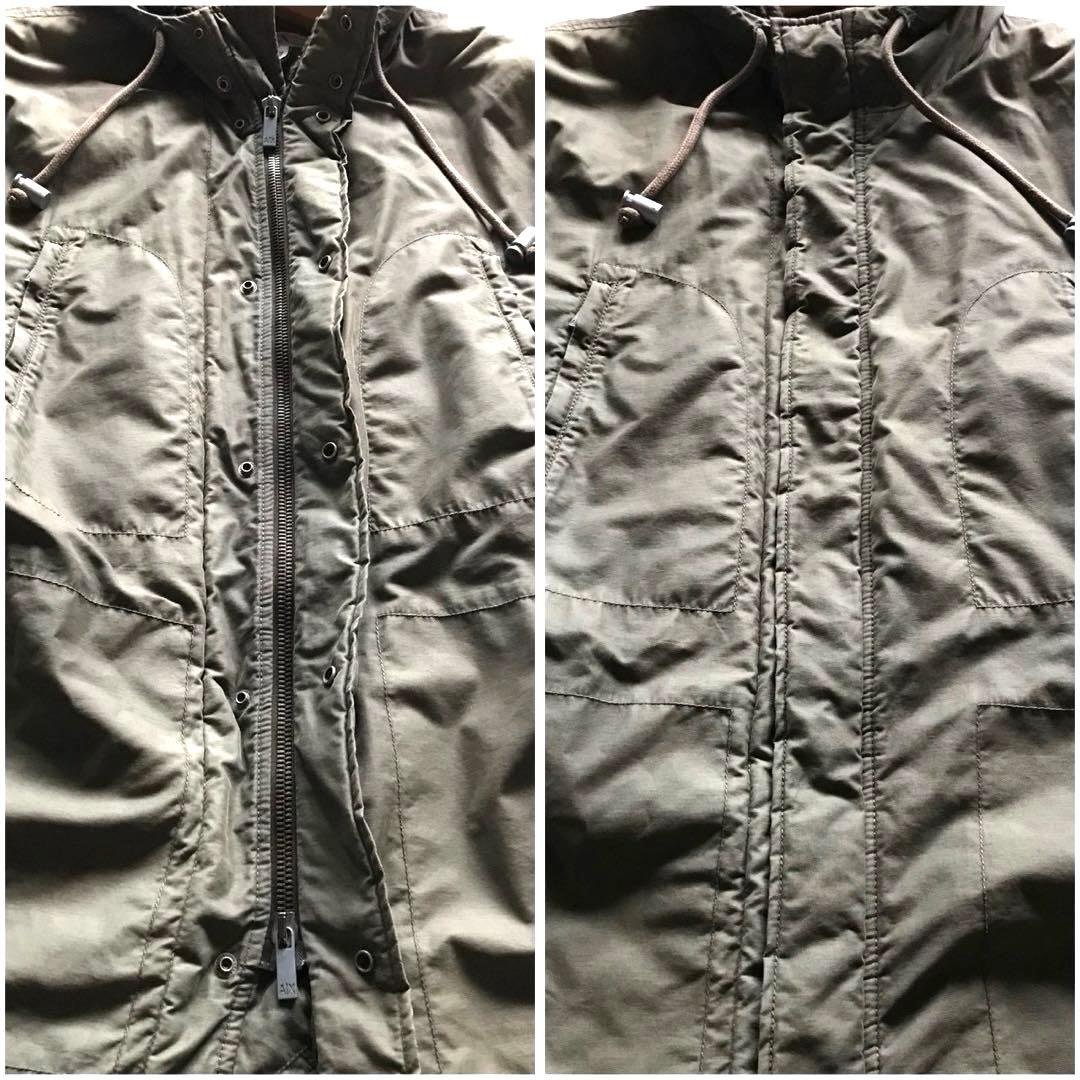 XL相当✨アルマーニ モッズコート ロング丈 裏地ボア 極暖 フード カーキ