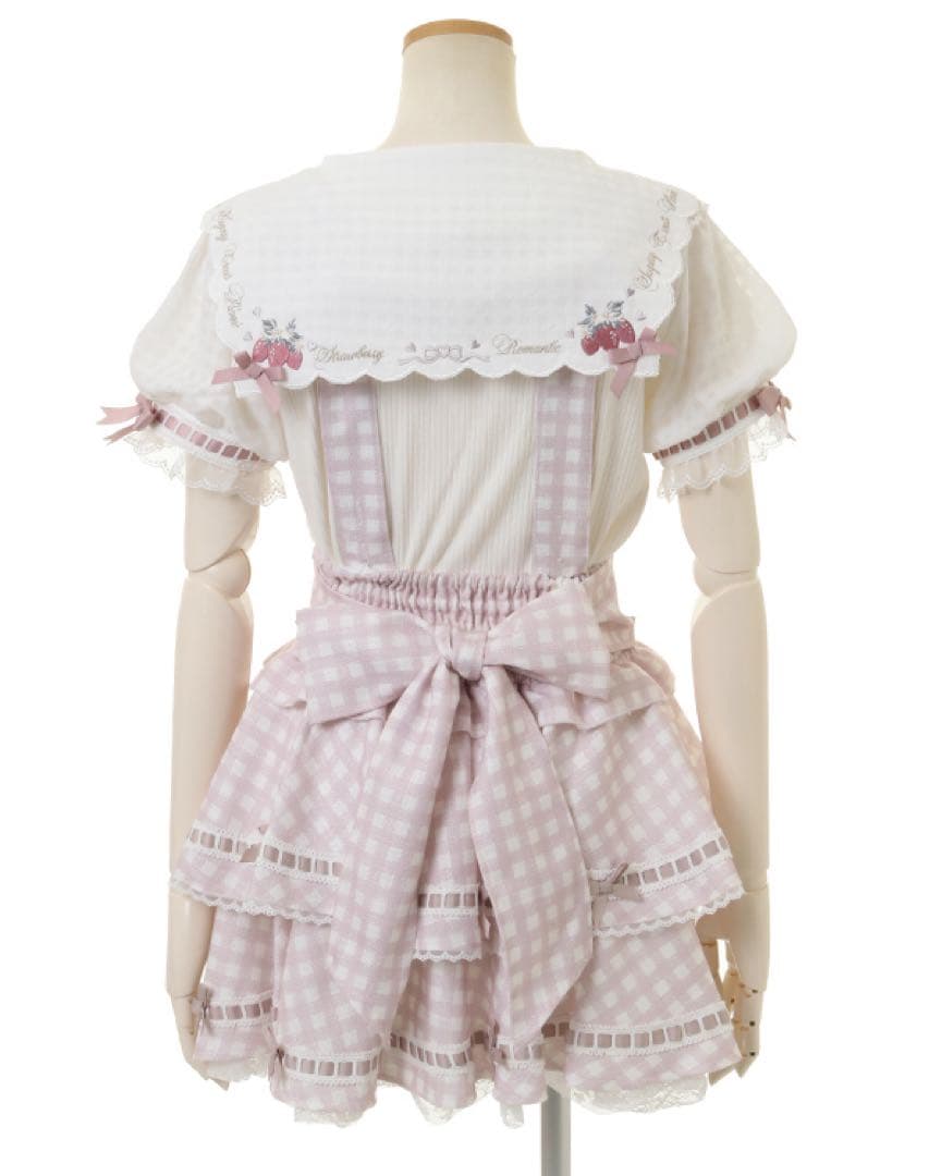 LIZLISA リズリサ はしごリボンギンガムティアードスカパン ピンク