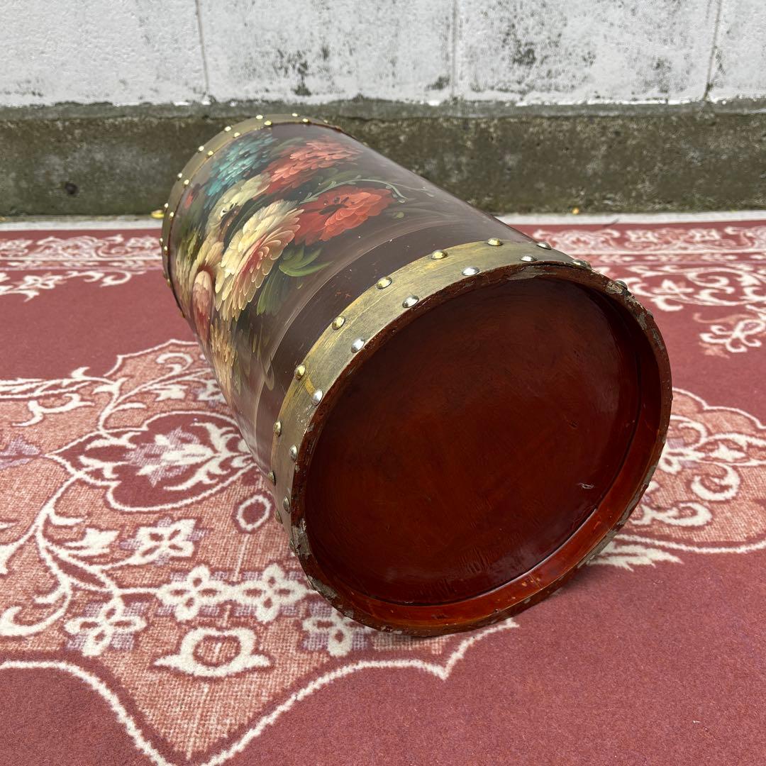 イタリア製 はビンテージ古雑貨◾️木製 トールペイント ゴミ箱 ダストボックス