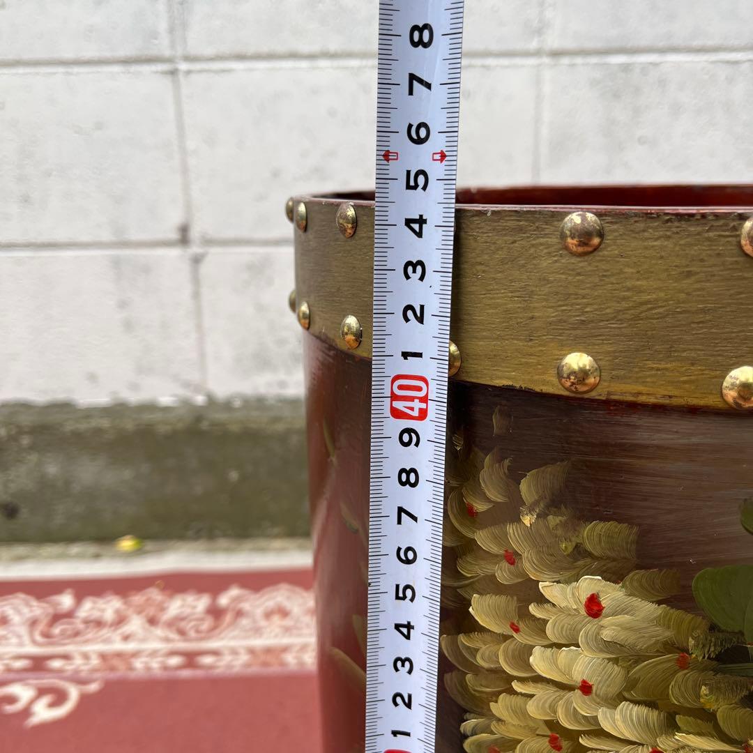 イタリア製 はビンテージ古雑貨◾️木製 トールペイント ゴミ箱 ダストボックス