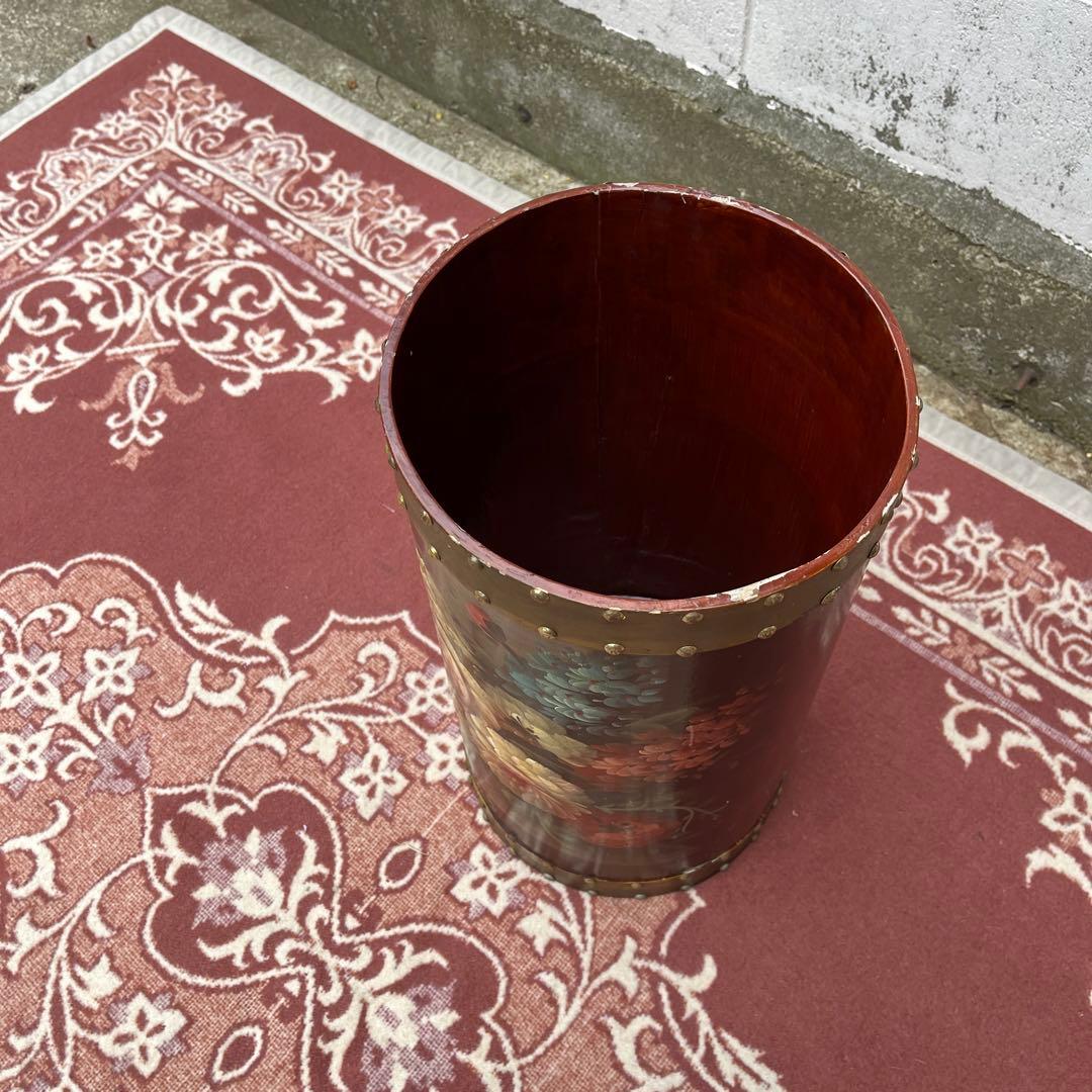 イタリア製 はビンテージ古雑貨◾️木製 トールペイント ゴミ箱 ダストボックス