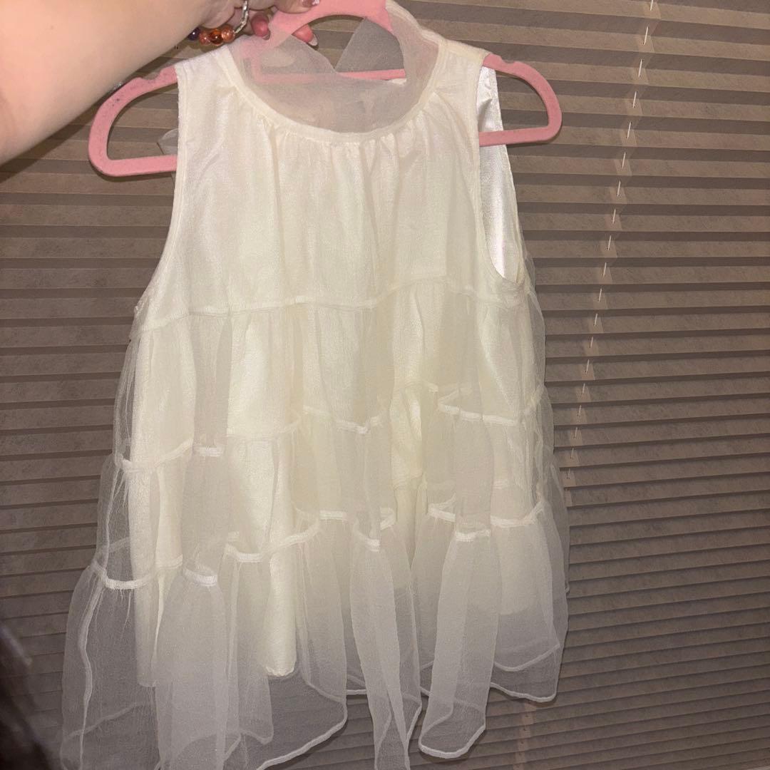 sheller シェリエ バックリボンオーガンジー トップス