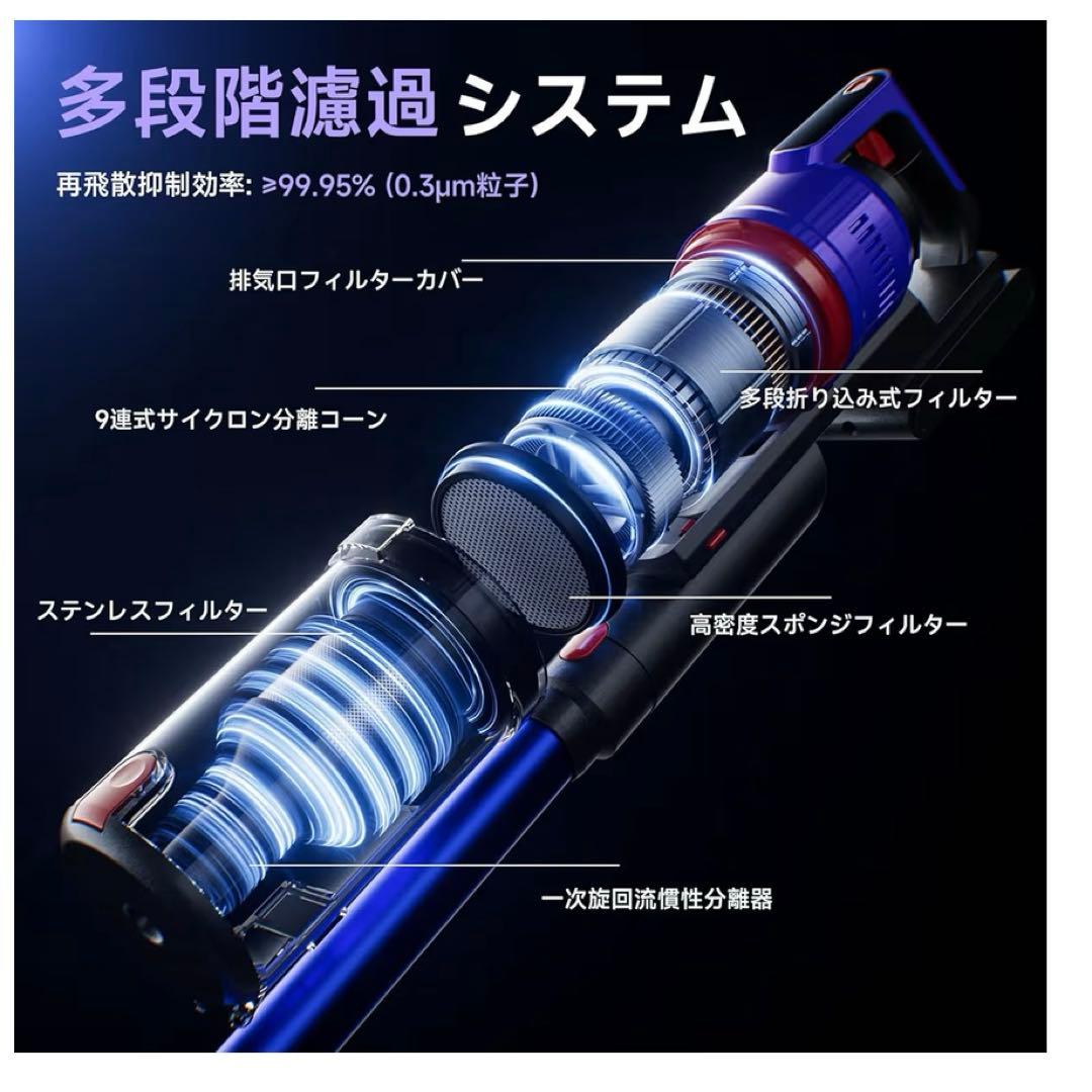 新品！掃除機 コードレス 強力吸引・55分連続稼働軽量 スティック クリーナー