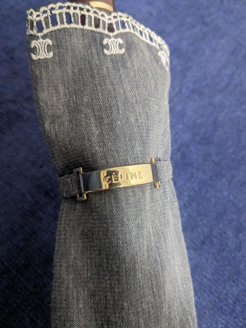 美品 日傘 セリーヌ グレー柄に白レース