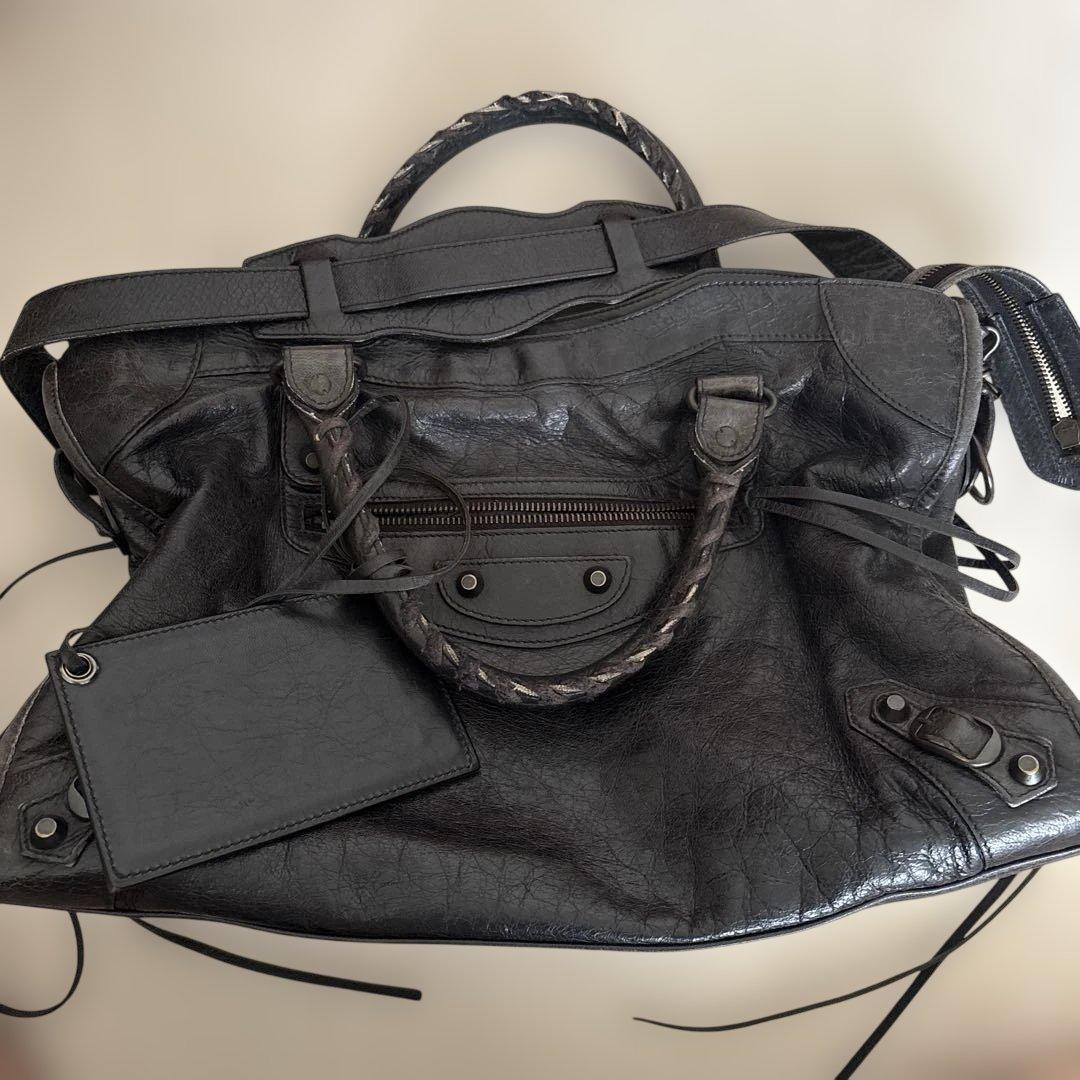 バレンシアガ ブラックレザー ハンドバッグ