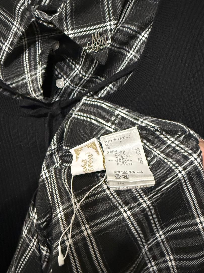 ミシェルマカロン チェックドッキングワンビース ブラック フリーサイズ free