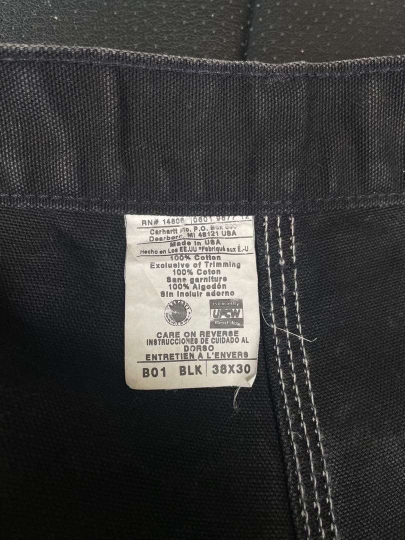 carhartt ダブルニー　フェード　USA製 ブラック　38×30