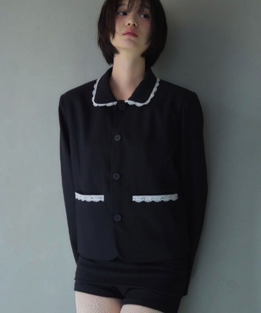 Smyeon レース付きコンパクトジャケット FREEサイズ