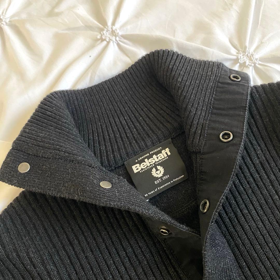 希少✨ イタリア製 ベルスタッフ セーター ハーフボタン リブ編みダークグレー