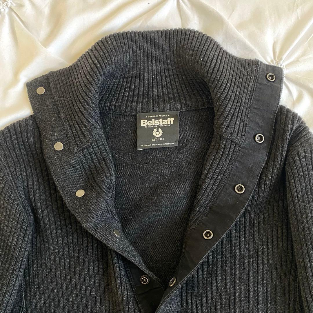 希少✨ イタリア製 ベルスタッフ セーター ハーフボタン リブ編みダークグレー