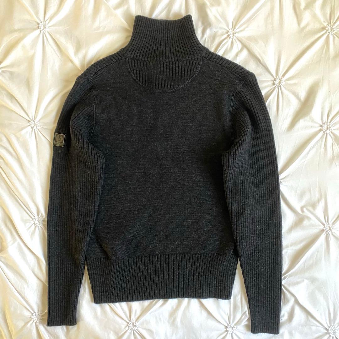 希少✨ イタリア製 ベルスタッフ セーター ハーフボタン リブ編みダークグレー