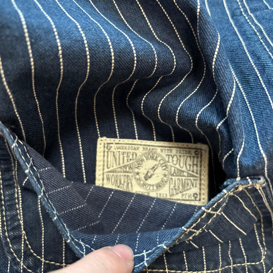 トップス Schott / denim hickory work vest