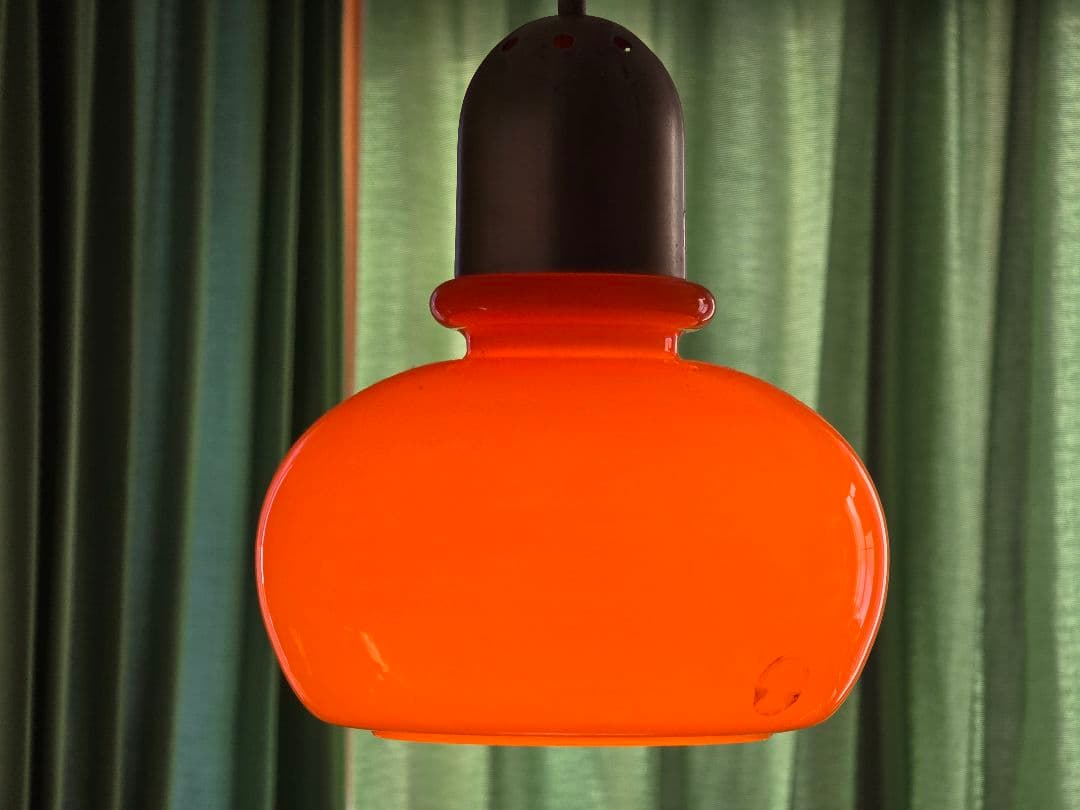昭和レトロ 日立 ペンダントライト オレンジ スペースエイジ