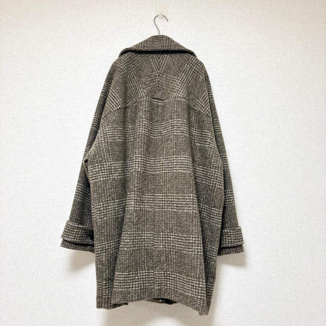 美品✨Spick&Span Wスライバーチェックハーフコート38 ブラウン