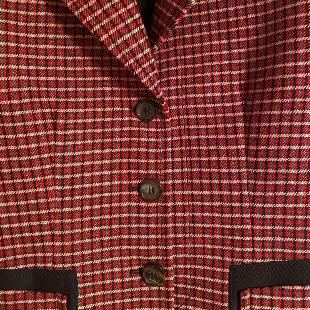 クロエ　chloe チェックウールテーラードジャケット　レッドブラック　ブロック