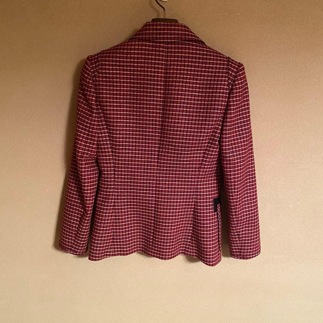 クロエ　chloe チェックウールテーラードジャケット　レッドブラック　ブロック