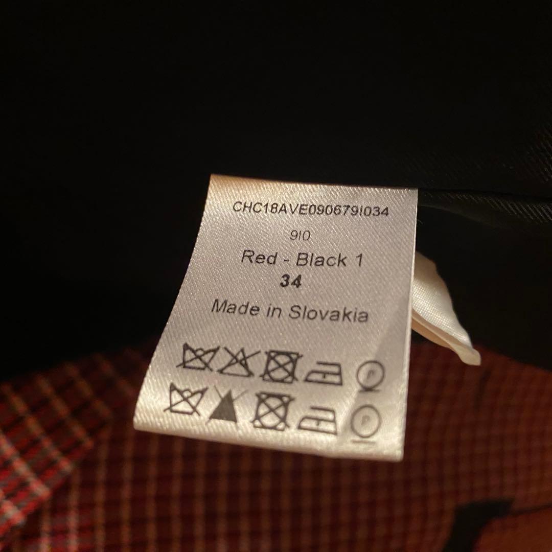 クロエ　chloe チェックウールテーラードジャケット　レッドブラック　ブロック