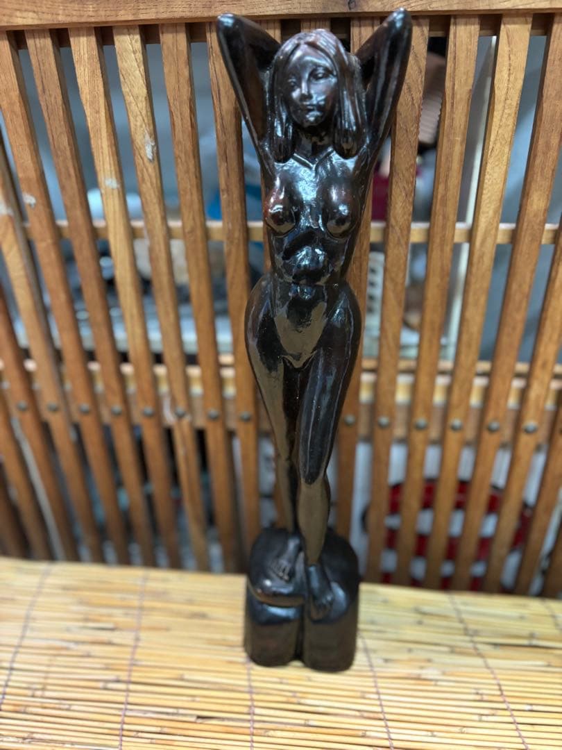 濱充司 黒檀！ 黒色 木製 ヌード彫刻 約3９cm 激安大安売り