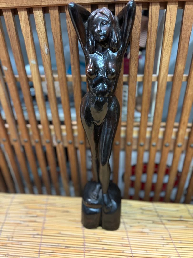濱充司 黒檀！ 黒色 木製 ヌード彫刻 約3９cm 激安大安売り