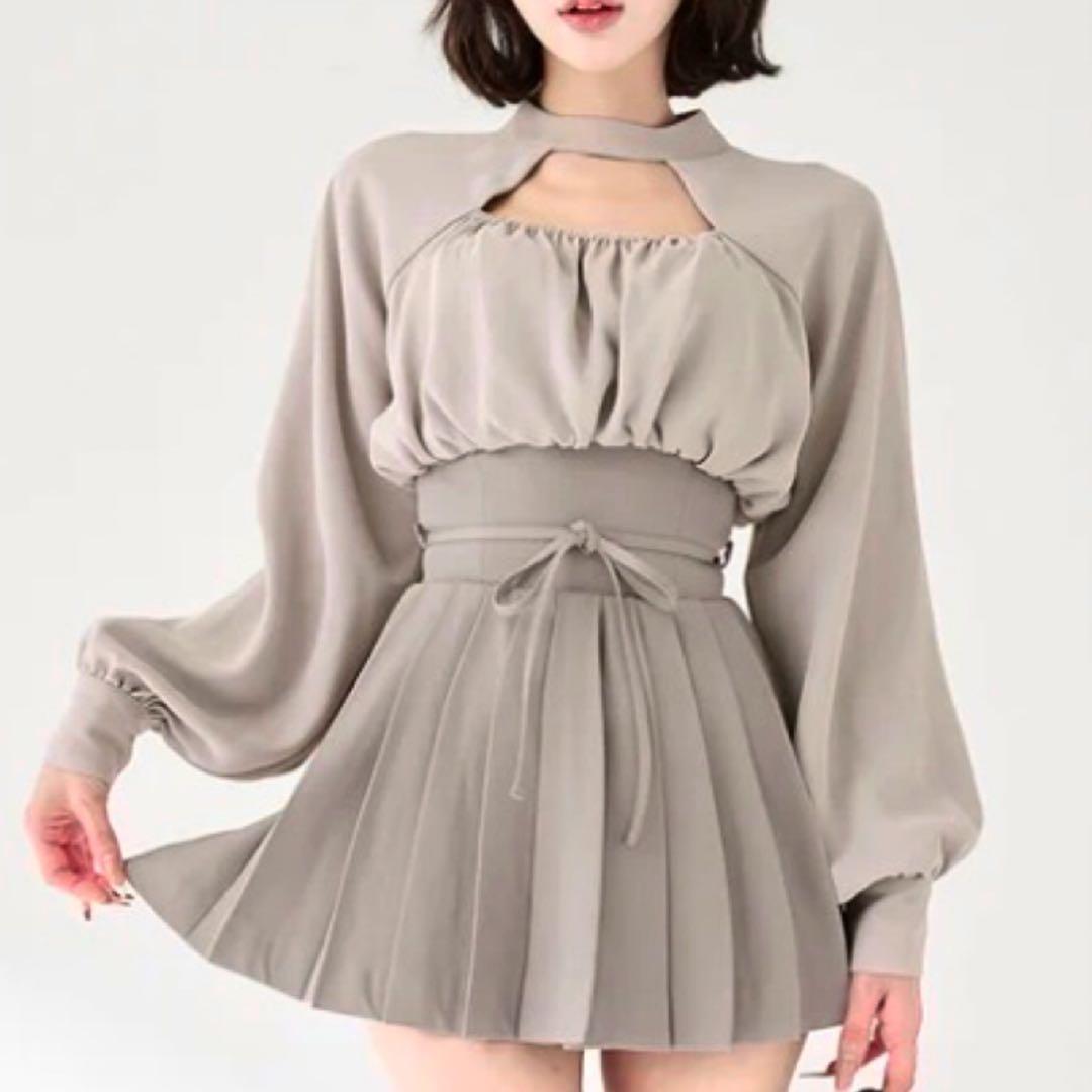 ドッキングコルセットプリーツミニワンピース　ダーリッチ　ミニワンピース