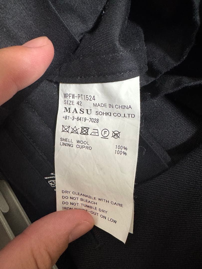 MASU WIDE TROUSERS／ワイドスラックス　BLACK 24aw