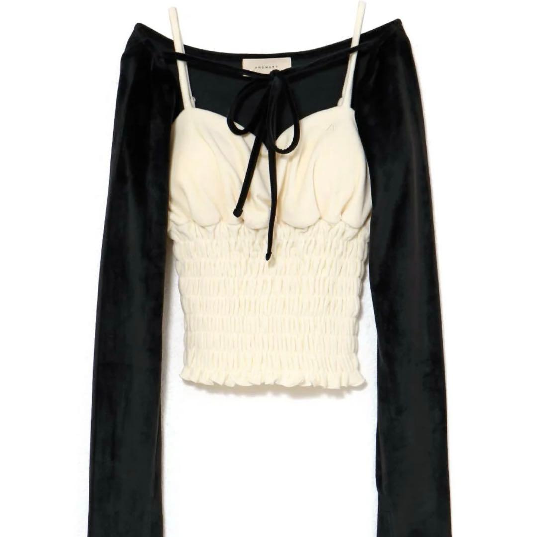 【新品未使用】andmary Mei shirring tops black