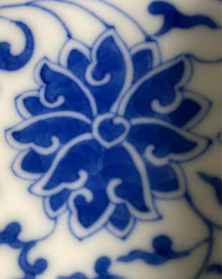 中国古美術 大清光緒年製　青花纏枝蓮文皿　染付