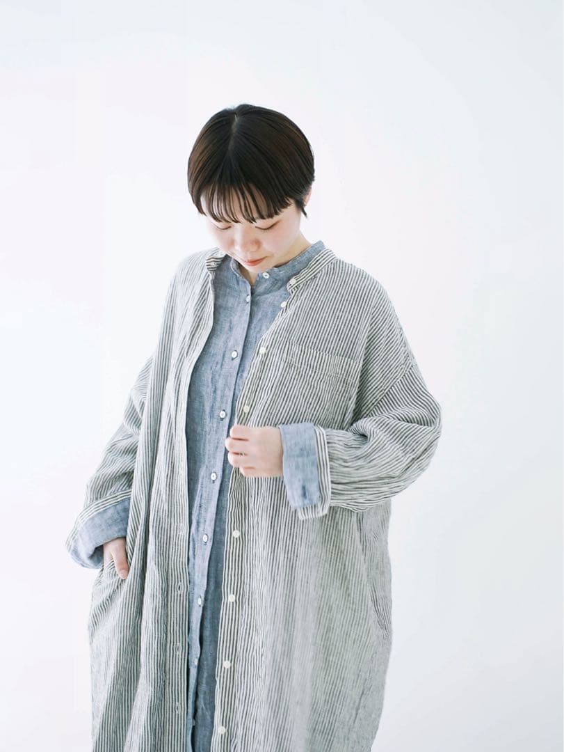 ネストローブ　ストライプシャツワンピース