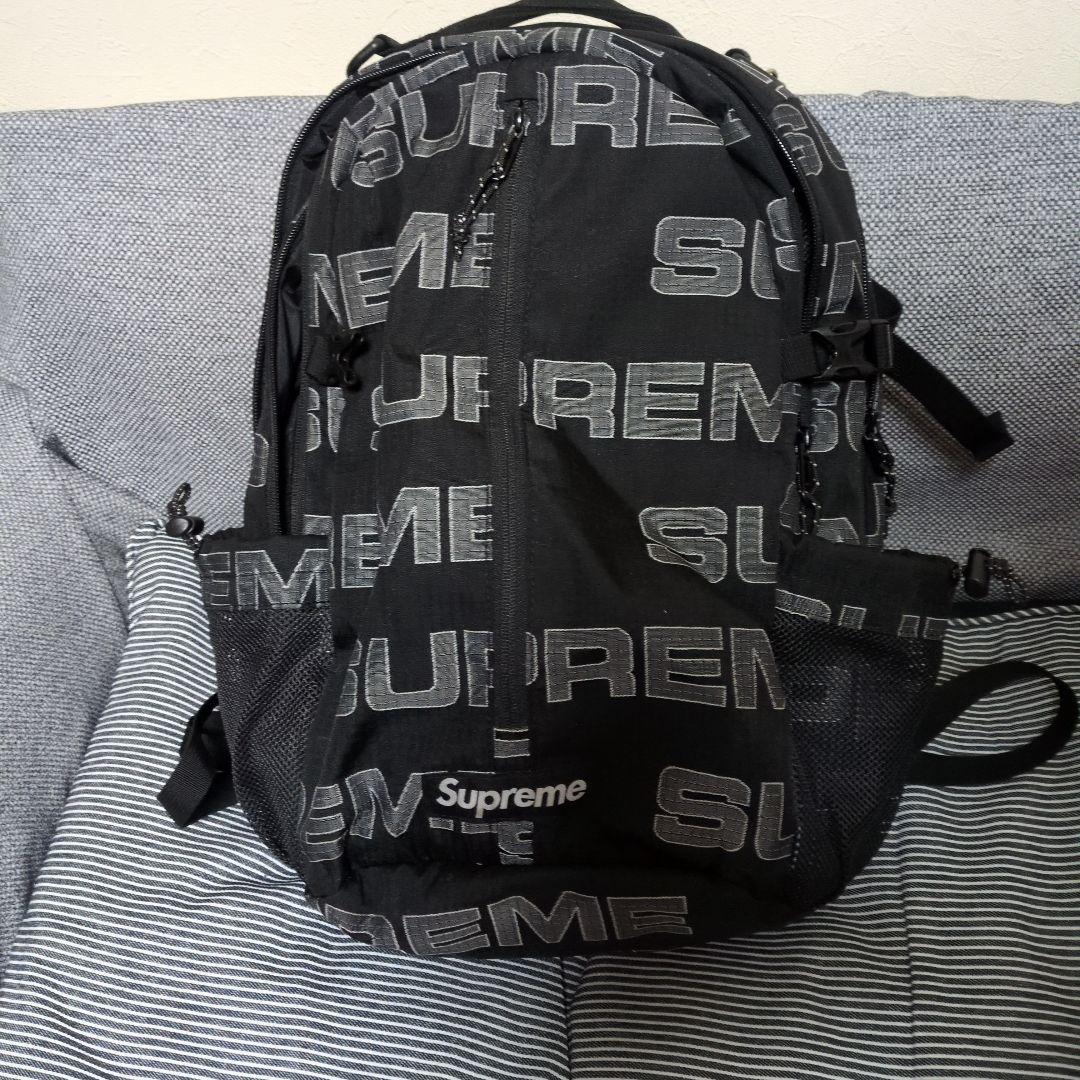 Supreme ブラック ロゴバックパック