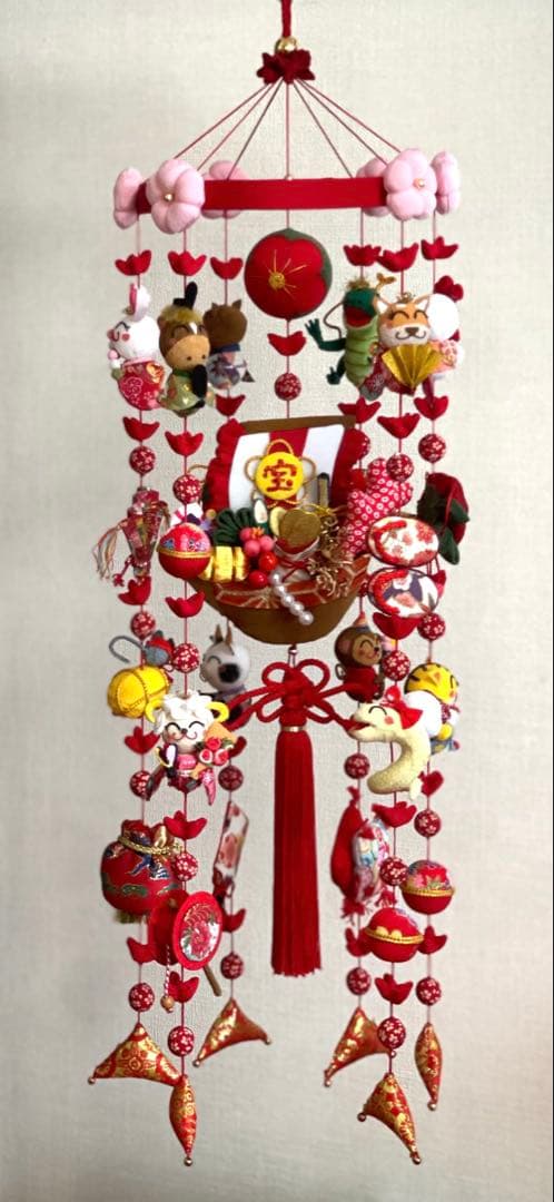 十二支の吊るし雛(木目込みまり　梅)