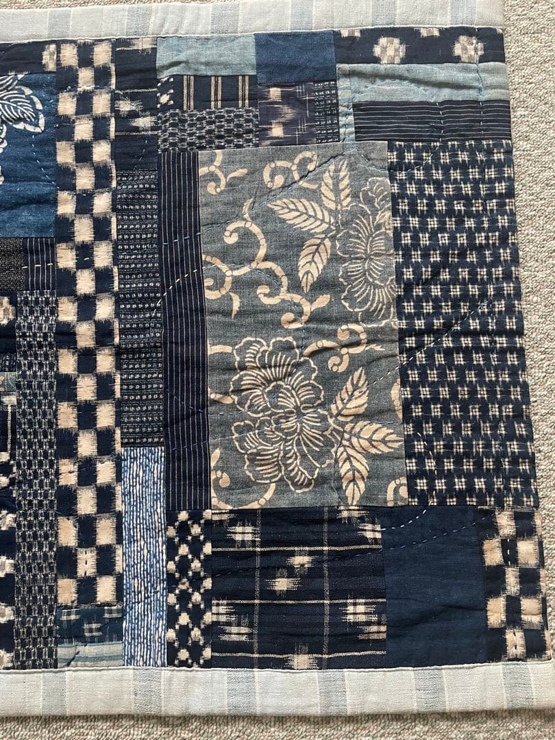 古布　木綿藍染型染雪ん子絣