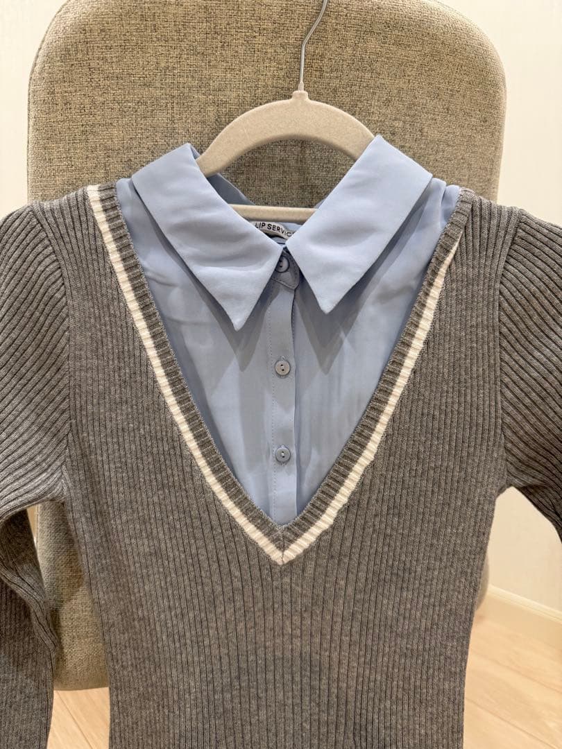 LIP SERVICE リップサービス シャツドッキングプリーツワンピース