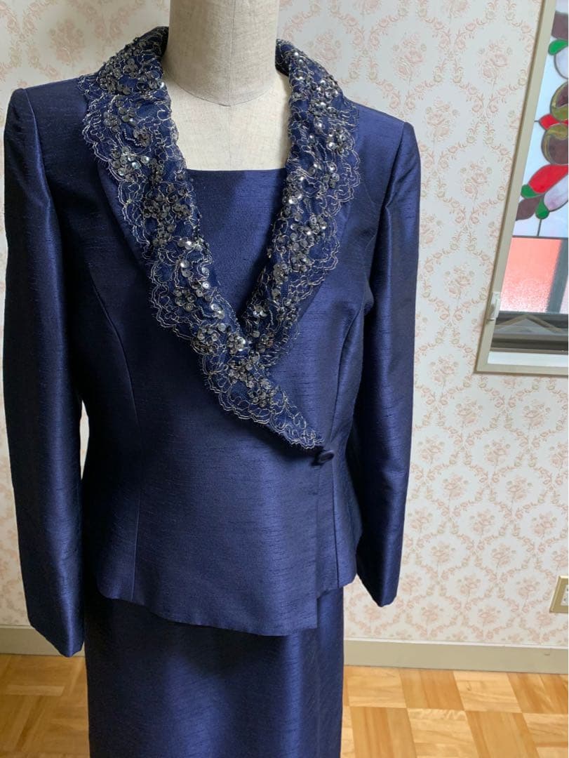 ネイビー ノースリーブ マキシドレス セット　11号　Lサイズ