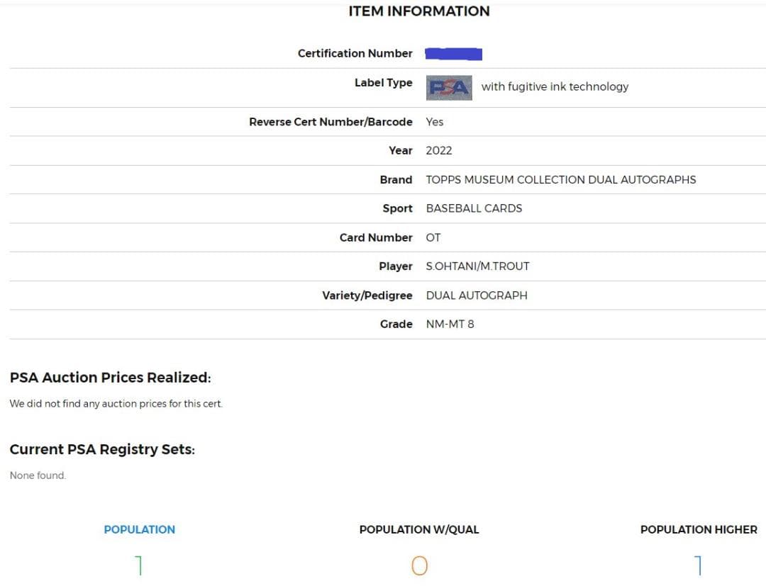 【copain】大谷翔平,トラウトDUAL AUTOGRAPHS CARD