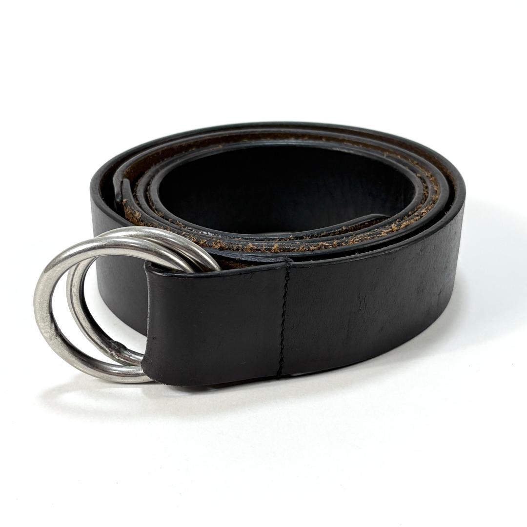 美品 HYKE ハイク 19SS LEATHER RING BELT ブラック