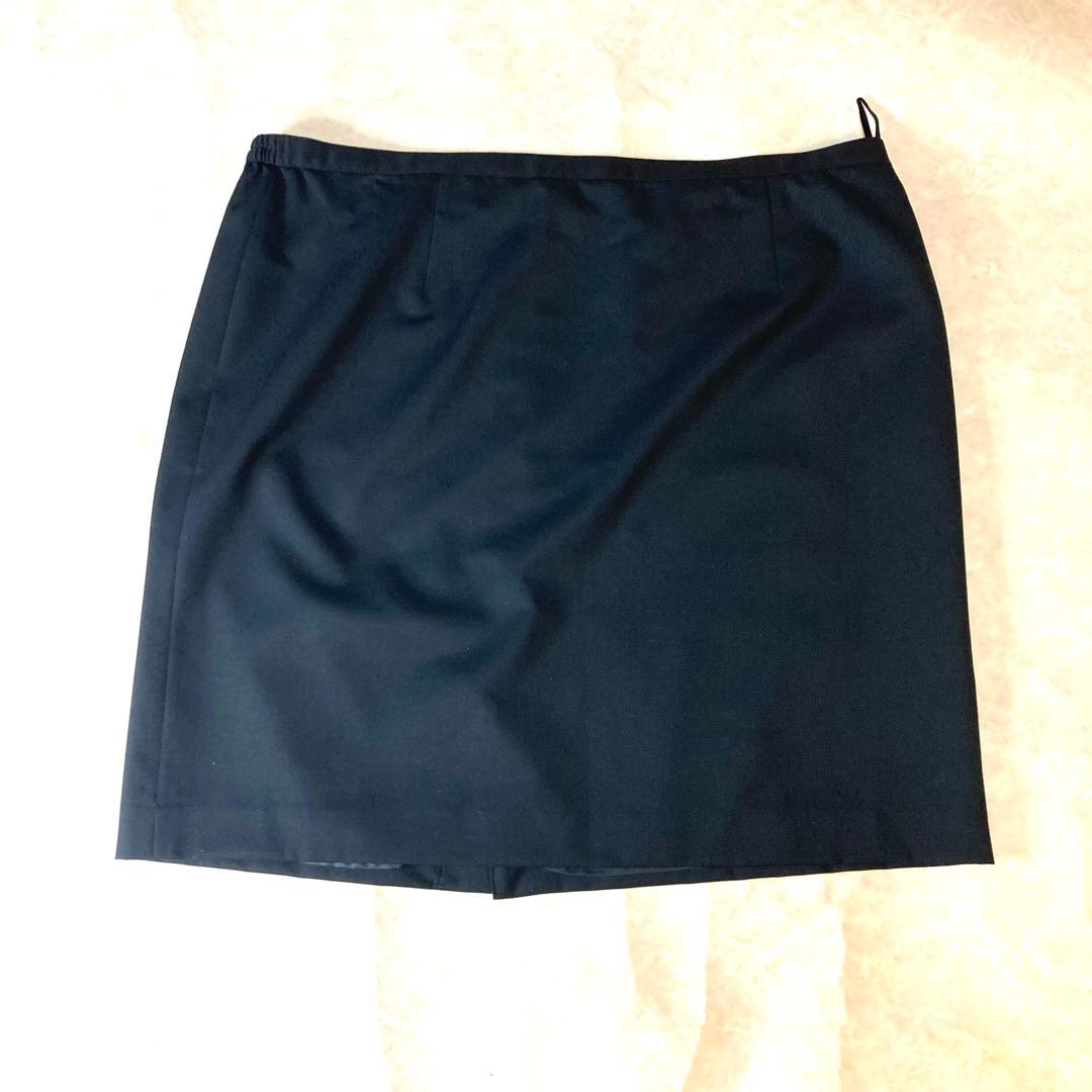 美品 アオキ レミュー セットアップ 黒　スカートスーツ　上５L下6L洗える