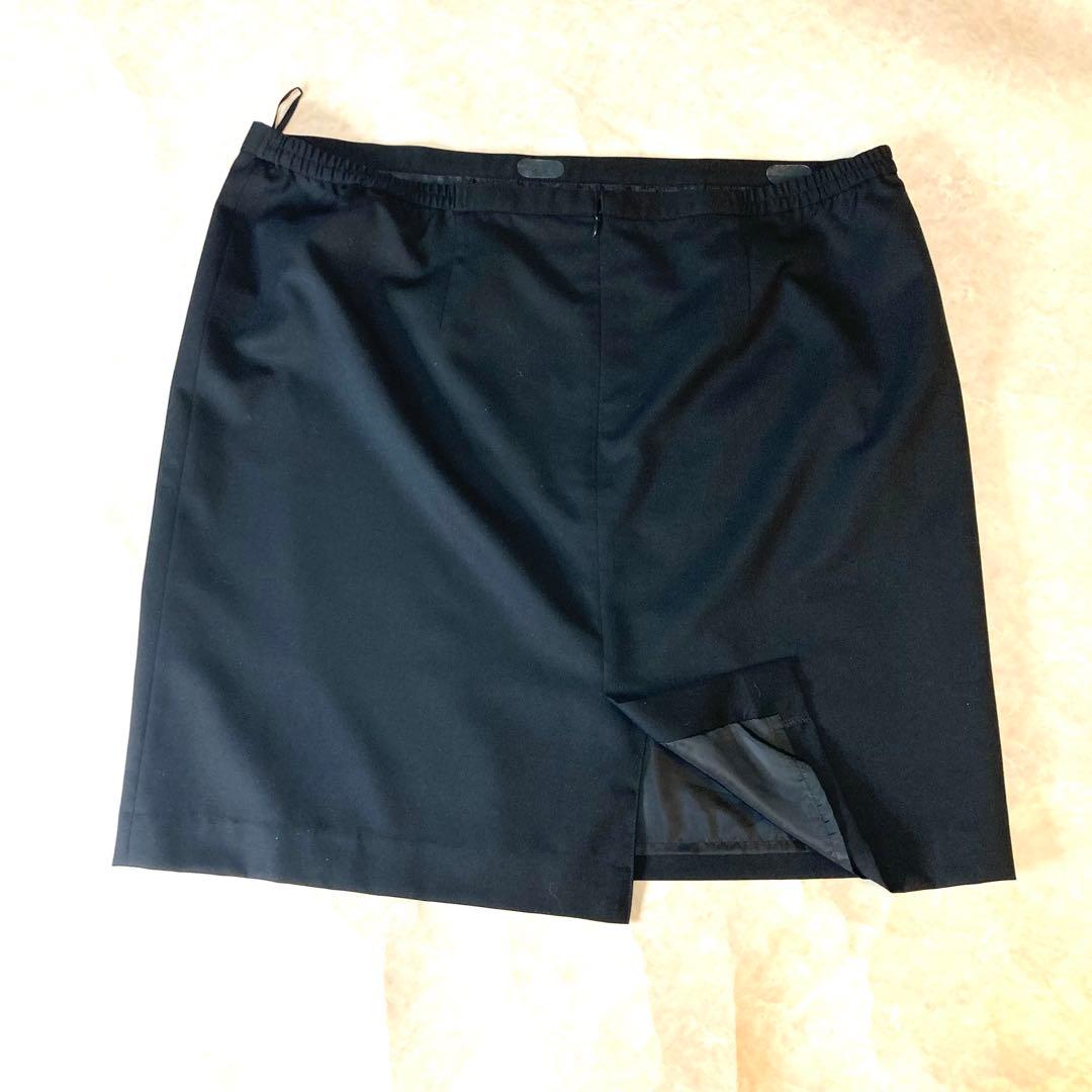 美品 アオキ レミュー セットアップ 黒　スカートスーツ　上５L下6L洗える