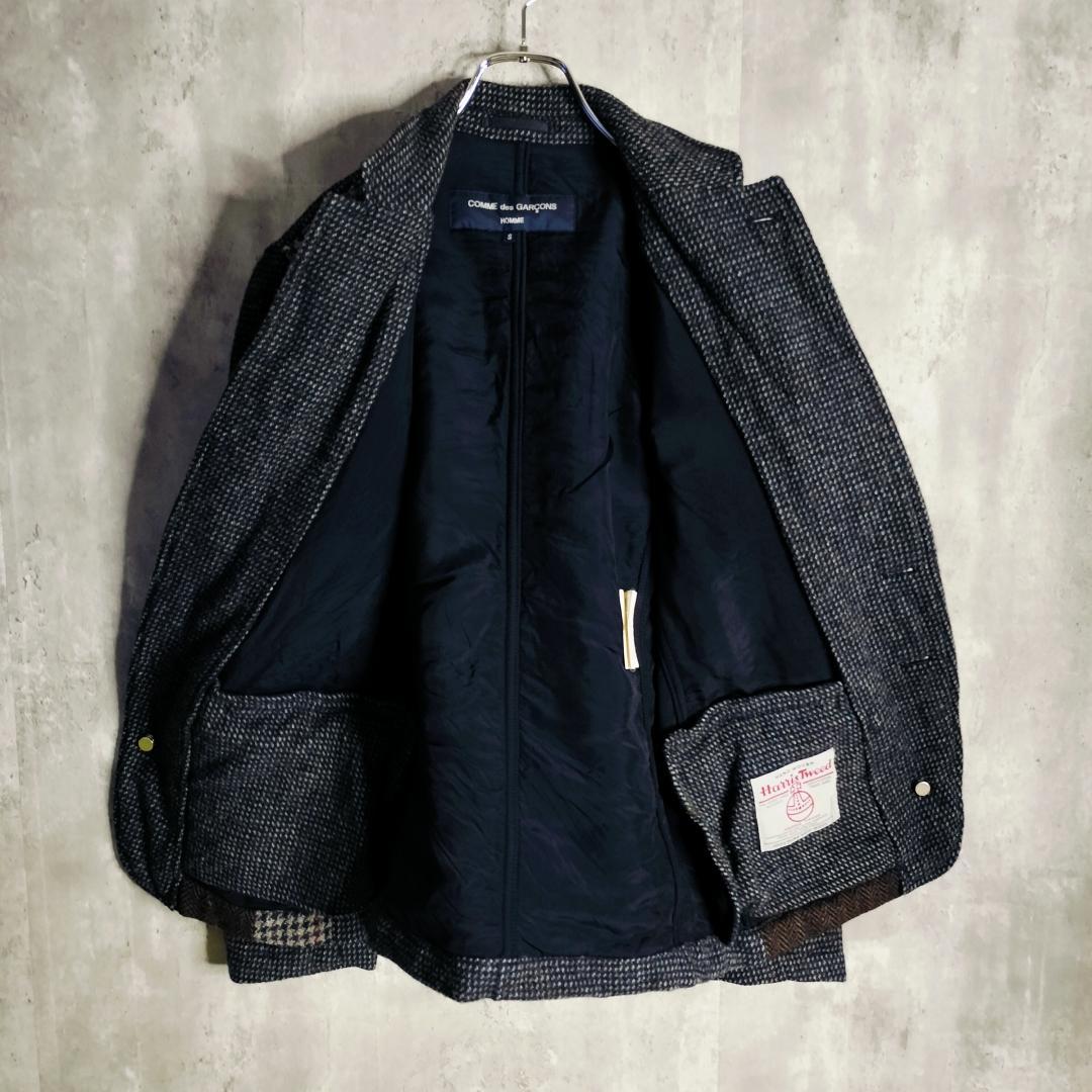 コムデギャルソンオム ハリスツイード パッチワーク テーラードジャケット マルチ