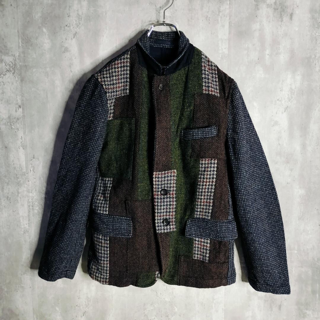 コムデギャルソンオム ハリスツイード パッチワーク テーラードジャケット マルチ