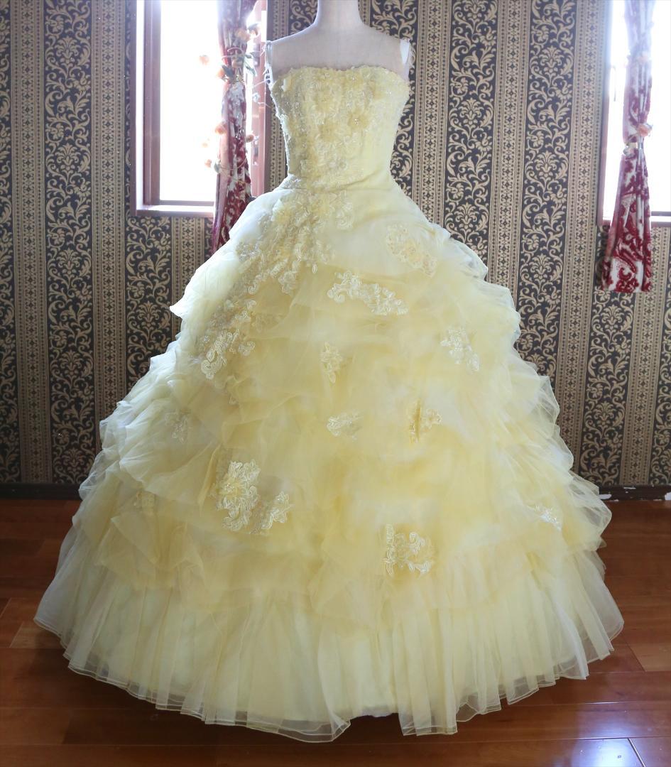 561GRACE高級ウエディングドレス5号7号9号小さいサイズ黄色カラードレス