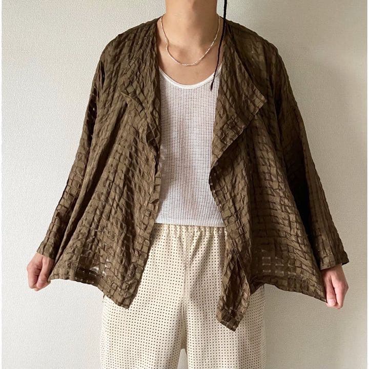 00s eskandar モモンガシルエット シルク100% HAORI シャツ