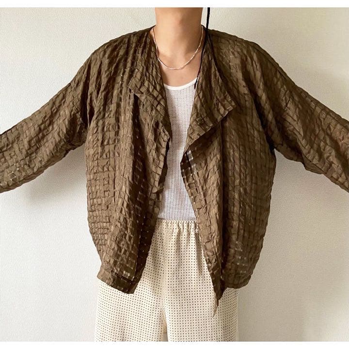00s eskandar モモンガシルエット シルク100% HAORI シャツ