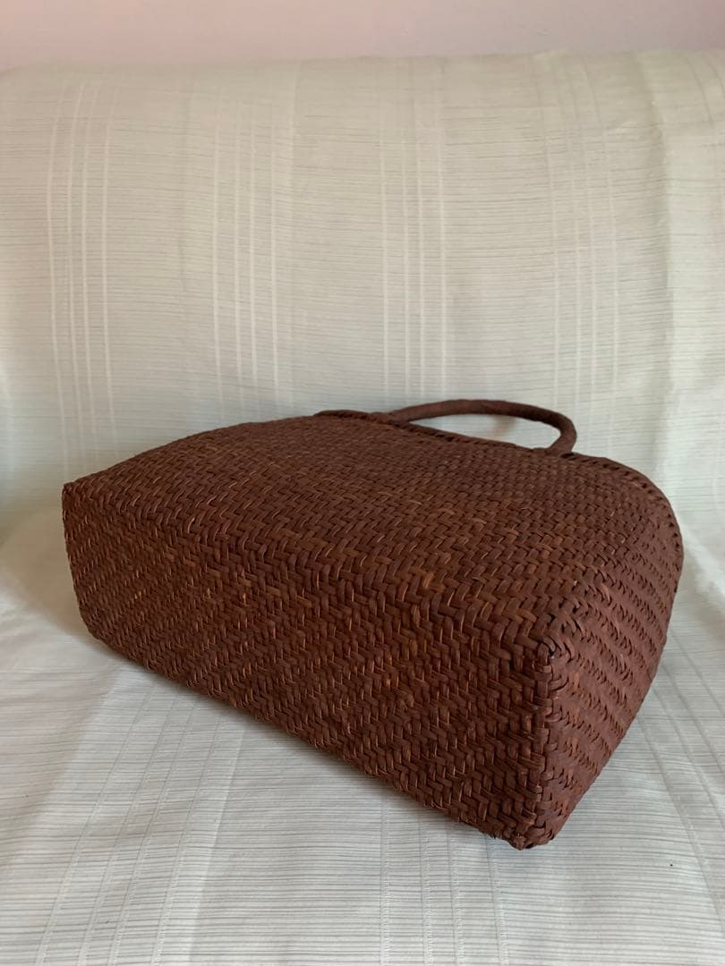 新品 長野産　極細3ミリ一番　柿渋2本飛び網代編み　山葡萄籠バッグ　サイズL