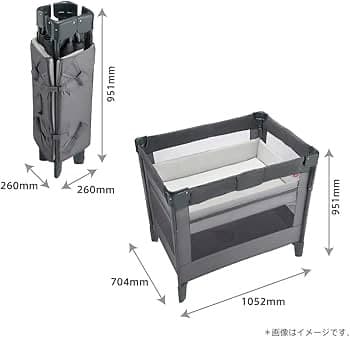 【未使用・箱付】Apricaベビーベッド ココネルエアープラスAB グレー折畳み