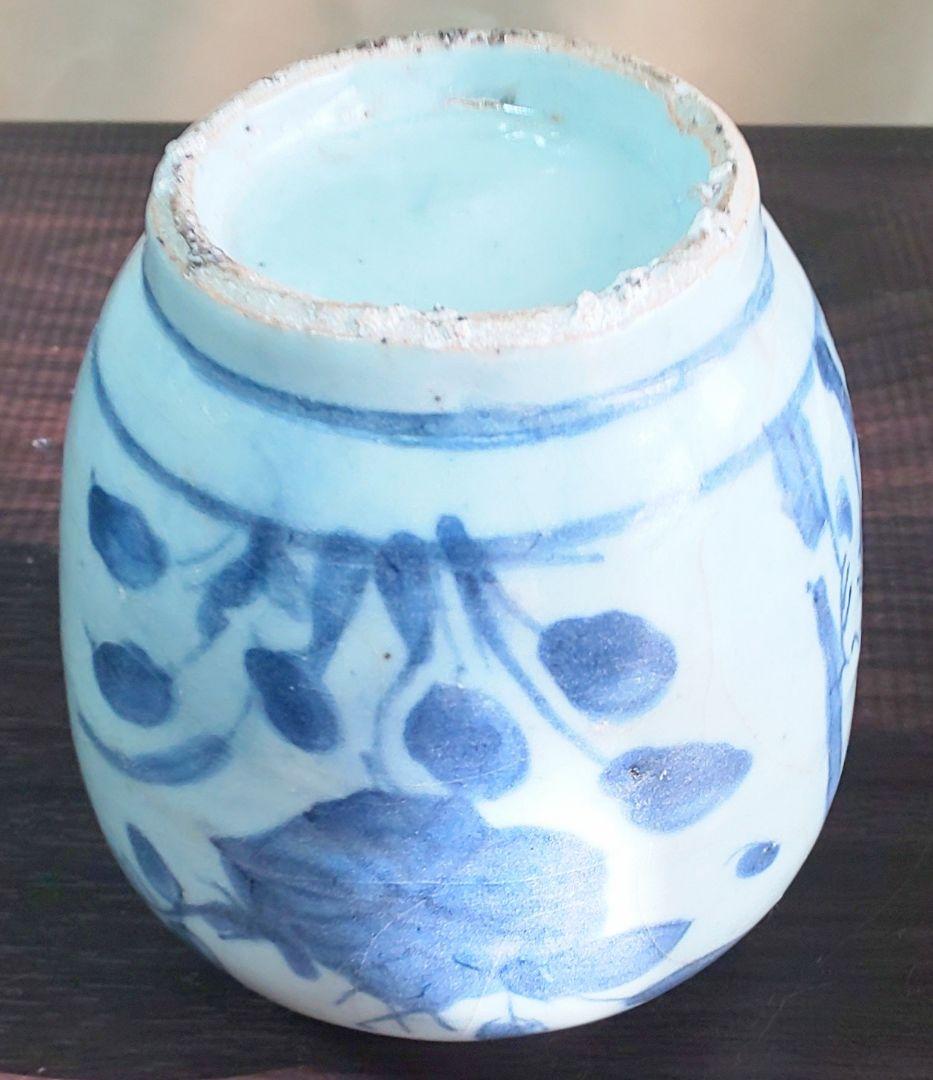 中国美術 明時代 白磁 漳州磁器壺 染付花蝶模様 陶磁器 茶壺