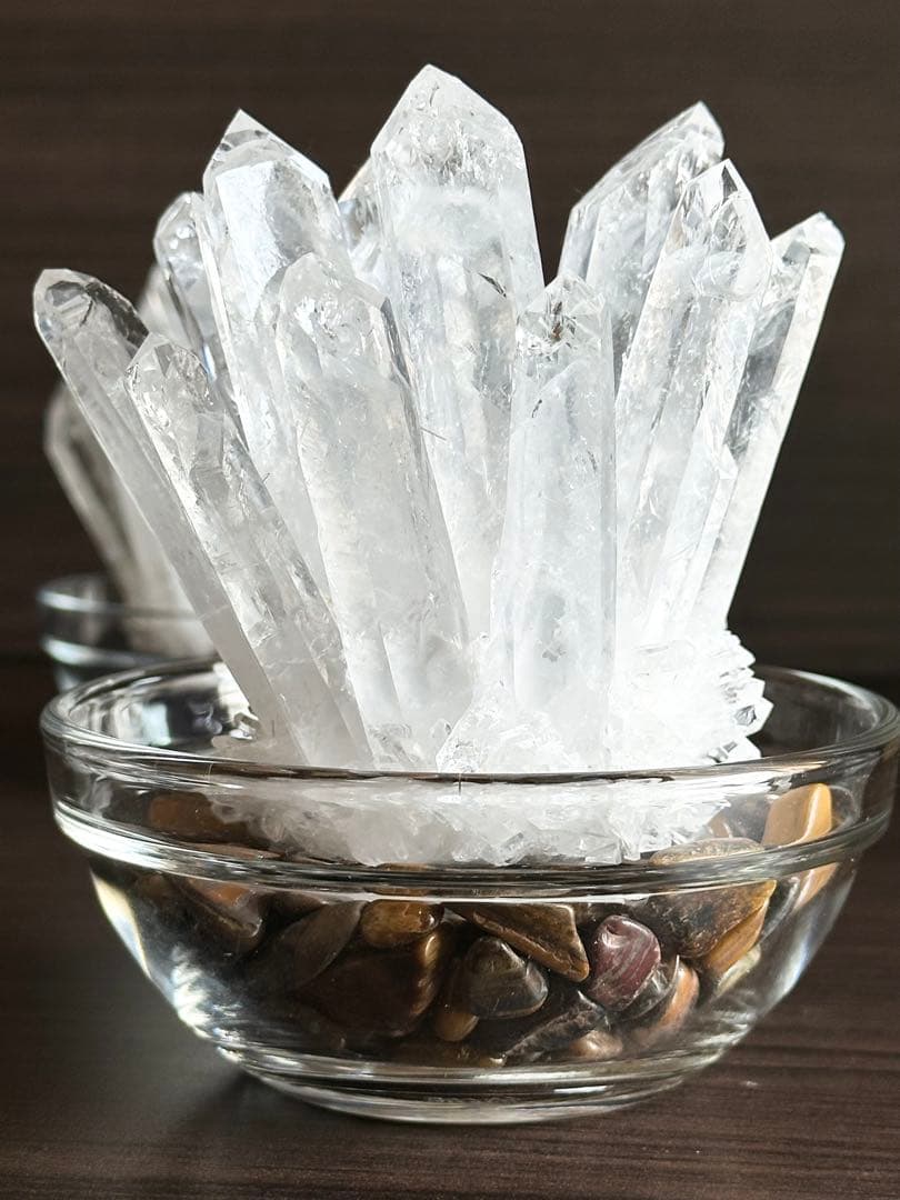 水晶クラスター2点セット(画像に写る物全てセット)撮影のため開封【新品未使用品】